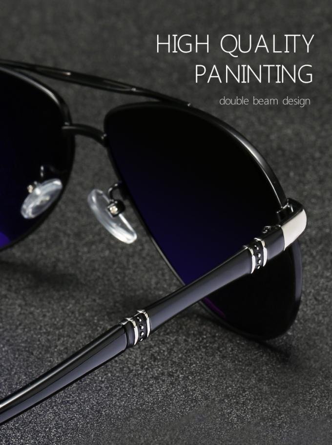 Color Film Glasses Case Men'S Metal Frame Polarized Sunglasses UV400 Resin Lens 1