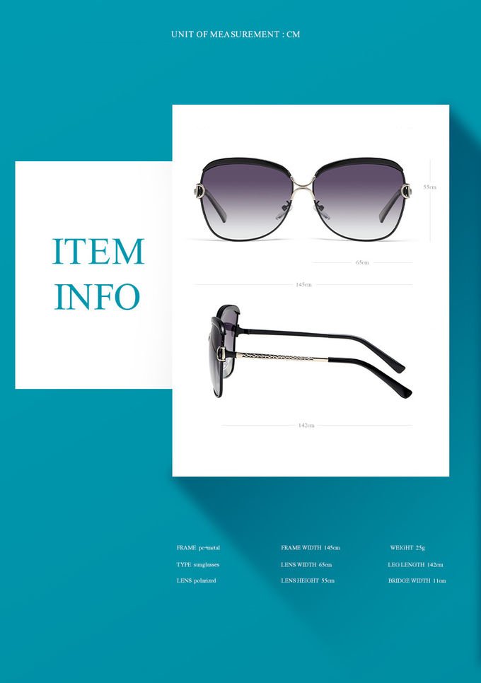 BSCI 145MM Women Polarized Vintage Big Frame Sunglasses Ladies Shades 1