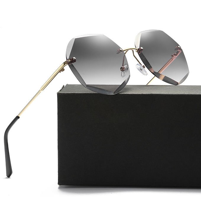 BSCI Oversized Shades Female Trendy UV400 Rimless Designer Sunglasses 8