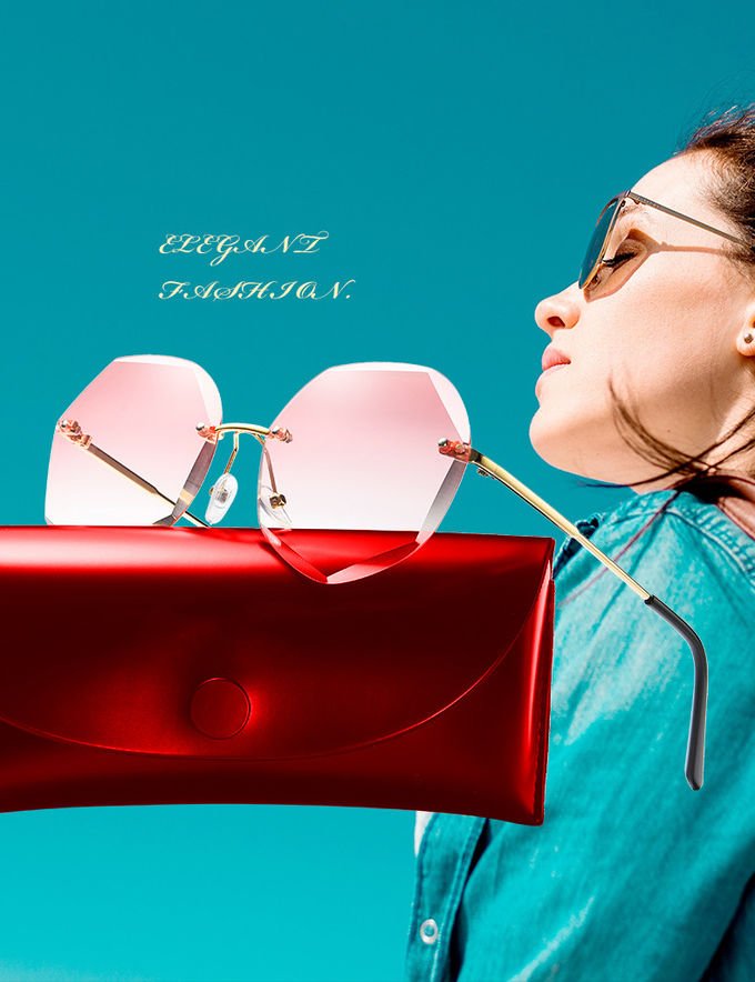 BSCI Oversized Shades Female Trendy UV400 Rimless Designer Sunglasses 0