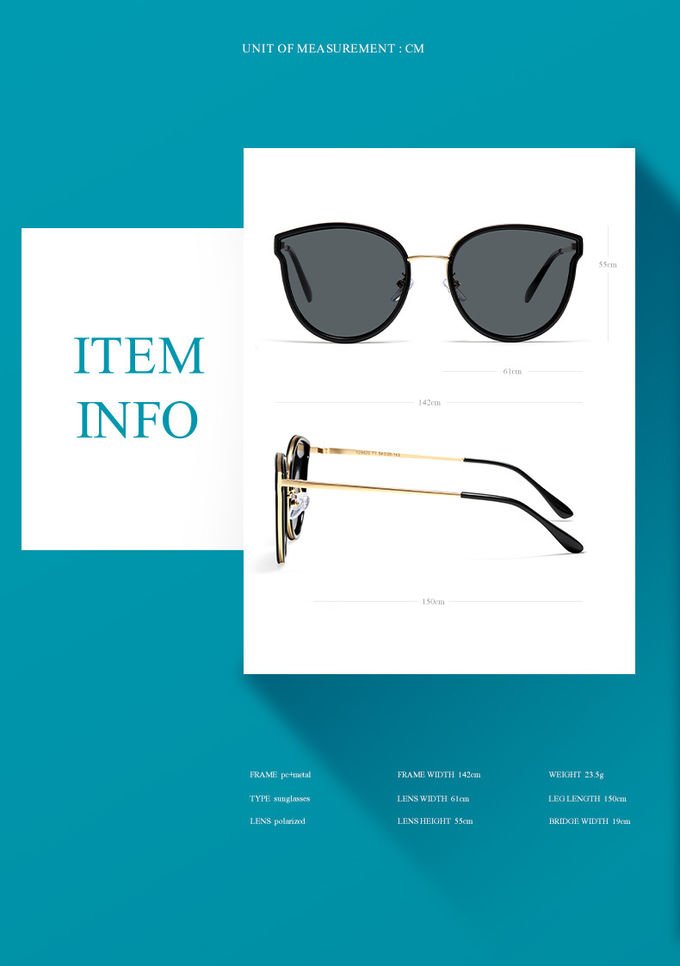 Trendy UV400 Big Frame Personalized Driving 142MM Women Sunglasses 1
