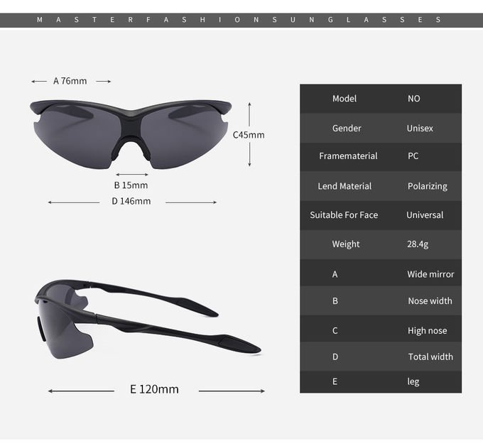 Outdoor Men Bike BSCI SGS Half Frame Glasses Windproof Sports Polarized Sunglasses 1