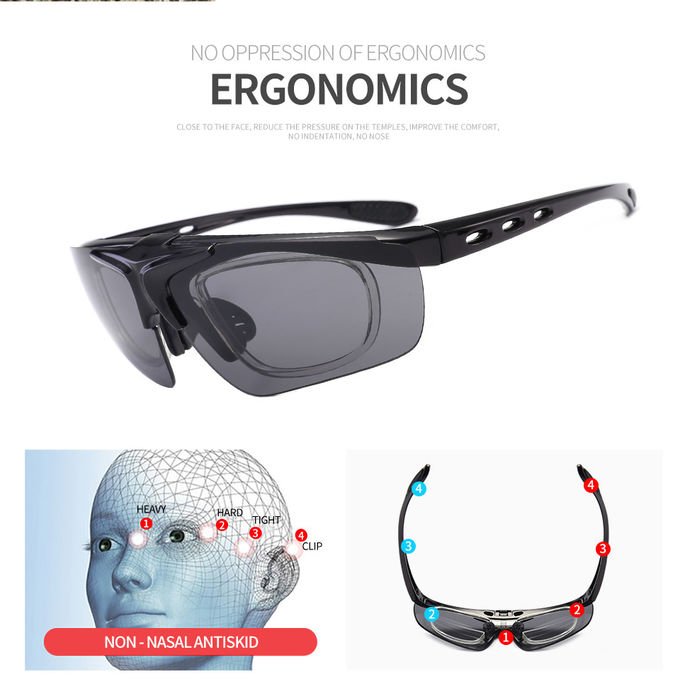 Windproof BSCI 134MM Rimless Sports Sunglasses 5 Lens Polarized Cycling 2