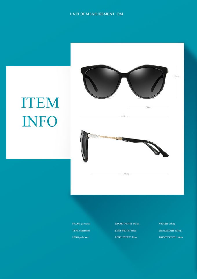 BSCI UV400 Fashion Polarized PC Sunglasses For Women Rhinestones Coating Lenses 1