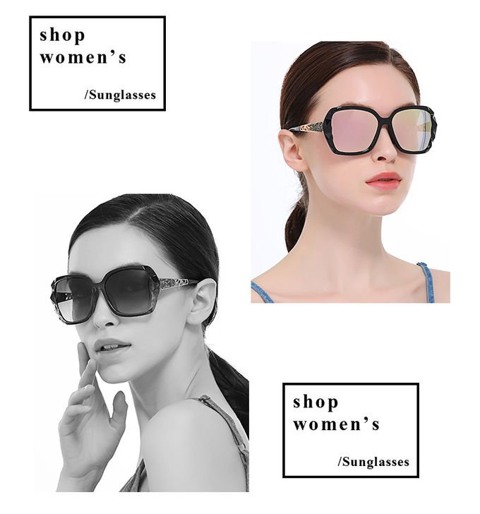 Women Big Square Oversized Sunglasses BSCI Custom Polarized Sunglasses Sparkling Composite Shiny Frame 1