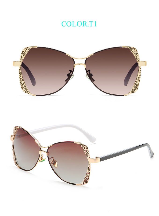 Retro Engraving 143MM Metal Frame Custom Polarized Sunglasses UV400 1