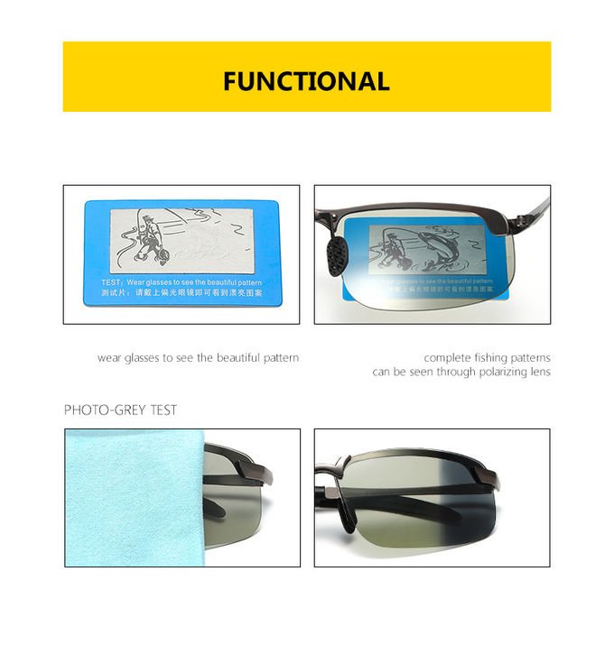 Polarized Photochromic Mens Luxury Sunglasses BSCI Color Changing Lens 10