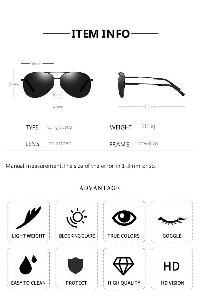 TAC Polarized Men Sunglasses Driving Anti Glare UV400 141MM Vintage Spring Hinge Sunglasses 8