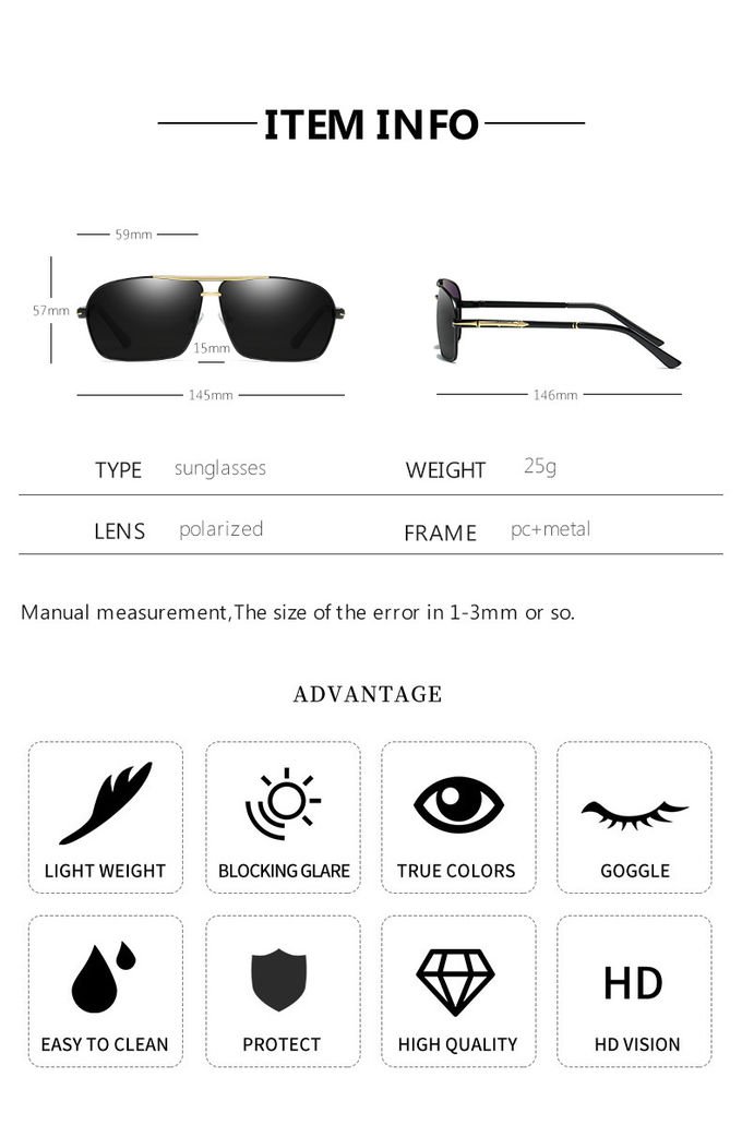 UV400 Mens Luxury Sunglasses Bridge Sport Metal Frame TAC Man Night Driving 1