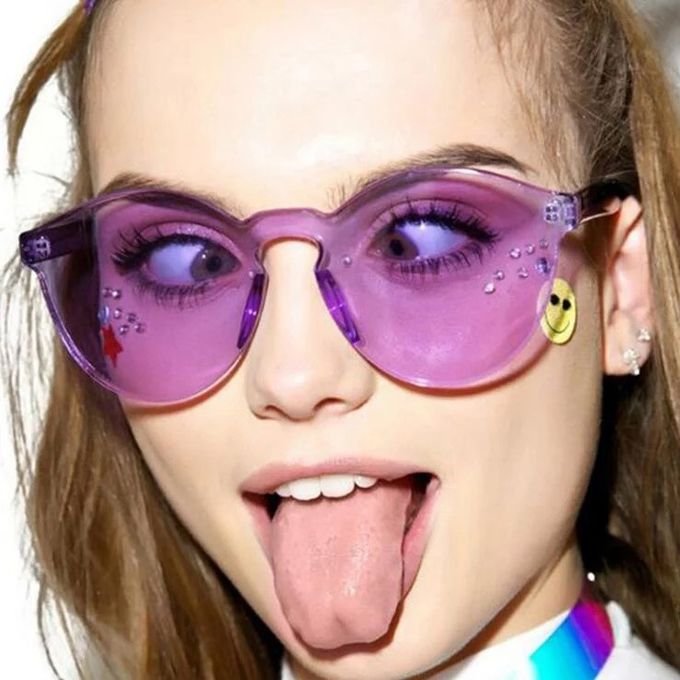 Colorful One Piece Lens Transparent Round Retro Hot Sale Sunglasses 0