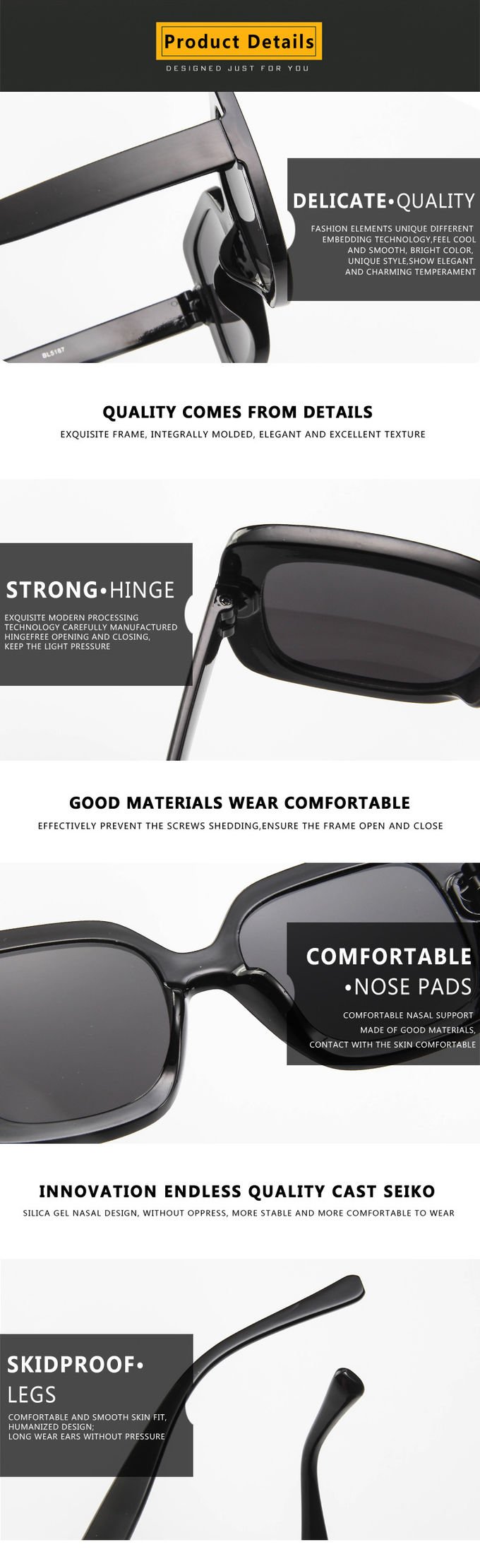 BSCI Oversized Cat Eye Plastic 145MM Gradient Lens Sunglasses 7