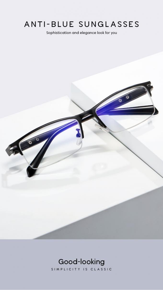 Half Frame Anti Blue Light Portable Reading Glasses 141MM Minimize Headache 0