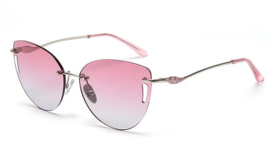 Adult Metal Frame Polarized Sunglasses Hollow Gradient Lens Rimless Designer