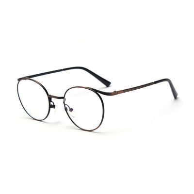 Vintage Anti Blue Light Metal Optical Round Frame Plain Lens Men Women Fashionable Computer Glasses