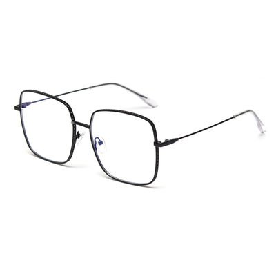 Silver Alloy Square Big Frame Glasses Men Women Unisex Decoration Transparent Frame Glasses