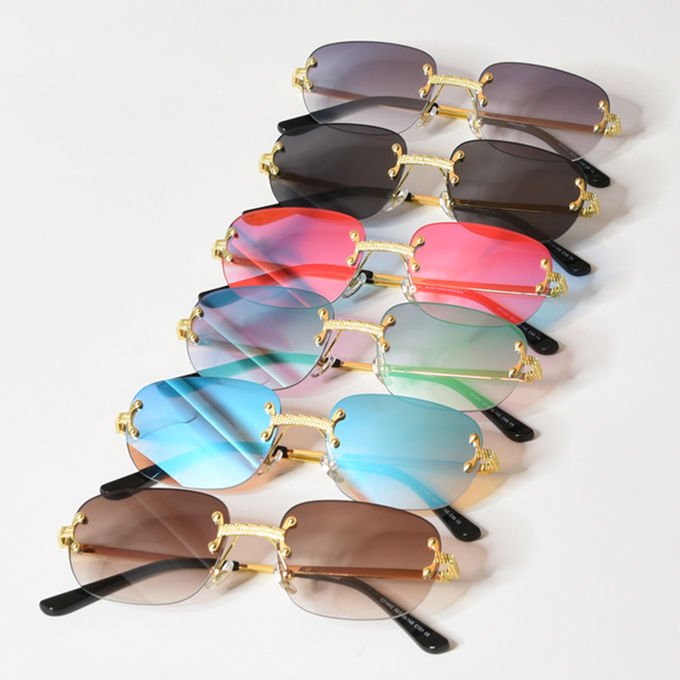 Metal Square Frameless Sunglasses UV400 Punk Personality Street Photography 0