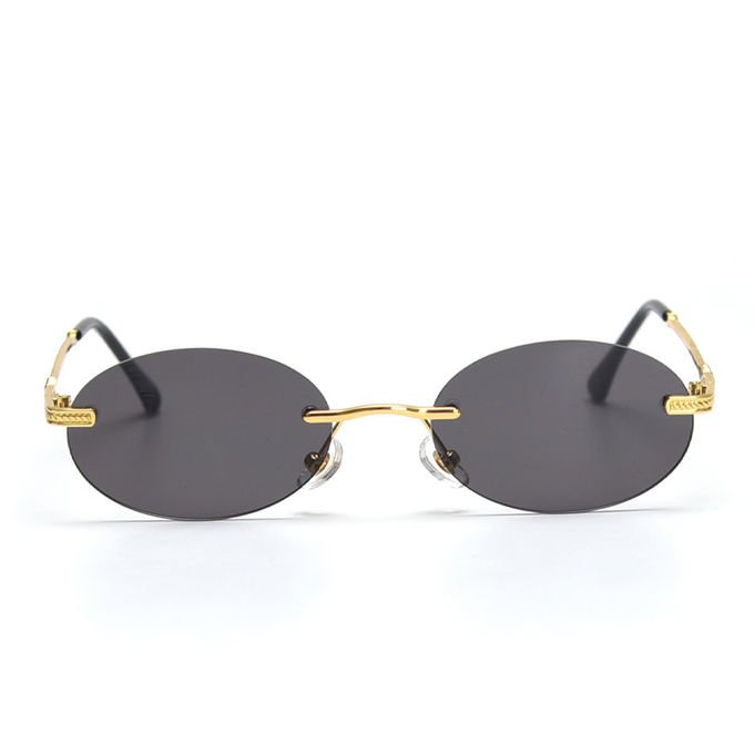 UV400 Vintage Oval Sunglasses Small Metal Frame Candy Color 1