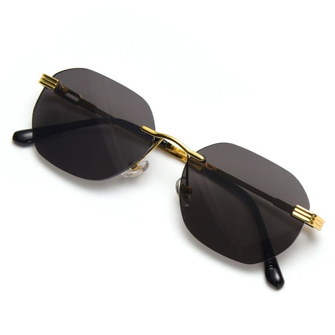 Rectangle Retro Woman Metal Frame UV400 Square Rimless Sunglasses 4