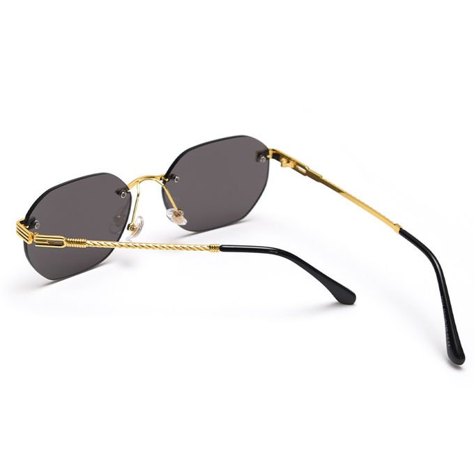 Rectangle Retro Woman Metal Frame UV400 Square Rimless Sunglasses 3