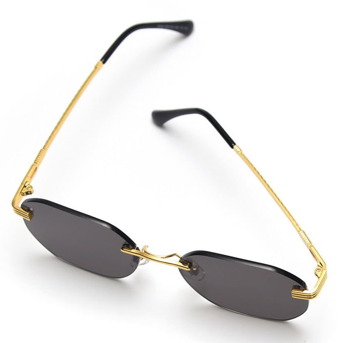 Rectangle Retro Woman Metal Frame UV400 Square Rimless Sunglasses 2