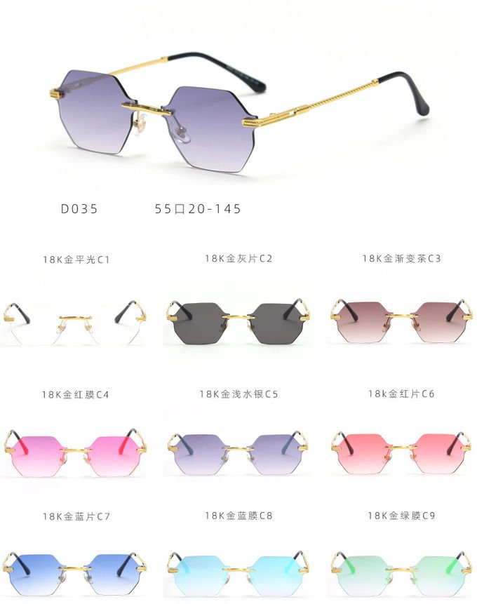 UV400 Stylish Polarized Sunglasses Elegant Irregular Lens Women Rimless 0