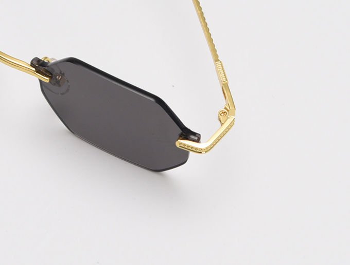 UV400 Stylish Polarized Sunglasses Elegant Irregular Lens Women Rimless 4