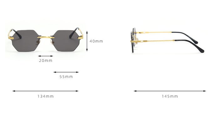 UV400 Stylish Polarized Sunglasses Elegant Irregular Lens Women Rimless 1