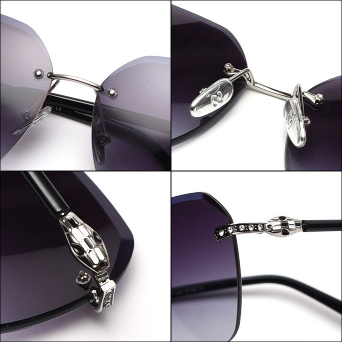 Gradient Shades Rimless Mirror Sunglasses UV 400 Protection  Crystal Decoration 1