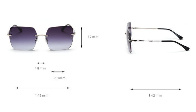 UV400 Gradient Rimless Sunglasses Fashion Rivets Square Polarized Sunglasses 4