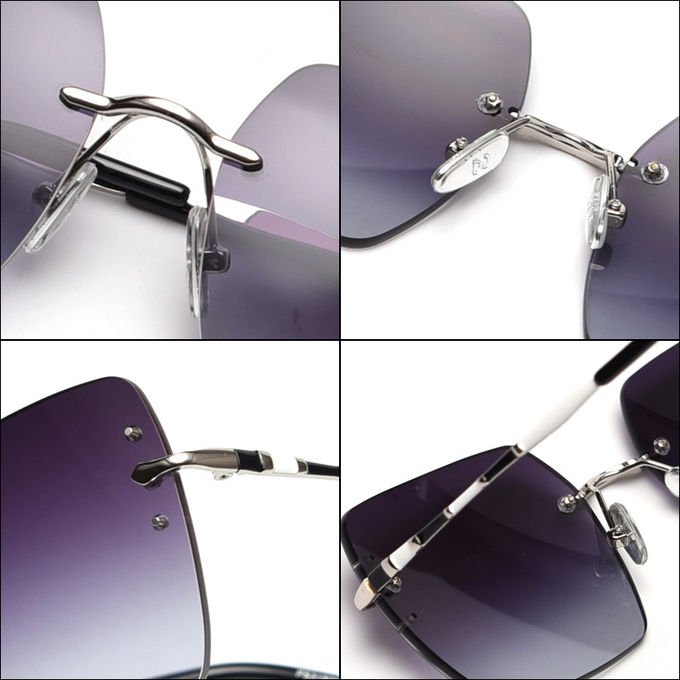 UV400 Gradient Rimless Sunglasses Fashion Rivets Square Polarized Sunglasses 1
