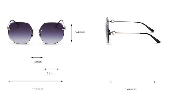 Frameless Sunglasses Gradient Sunglasses Women'S Metal Frame Polarized Vintage 4