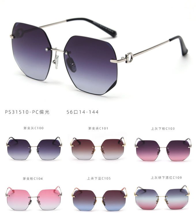 Frameless Sunglasses Gradient Sunglasses Women'S Metal Frame Polarized Vintage 0