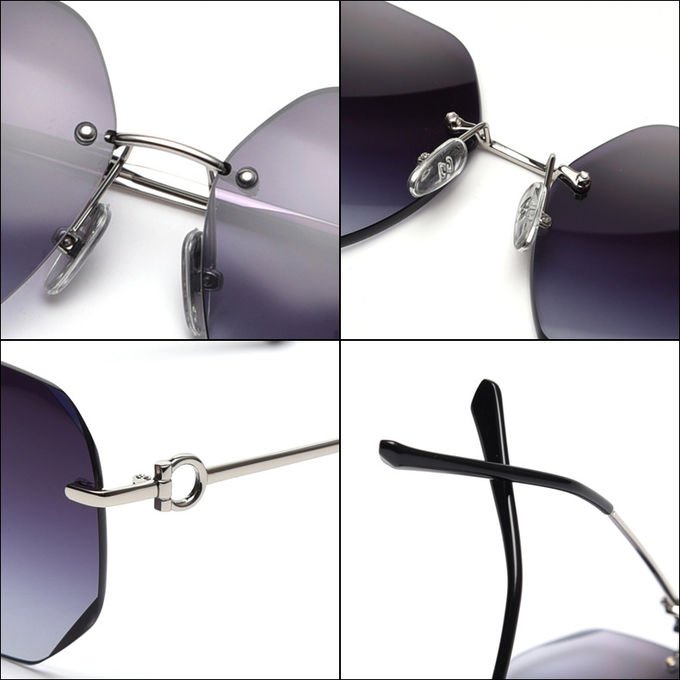 Frameless Sunglasses Gradient Sunglasses Women'S Metal Frame Polarized Vintage 1