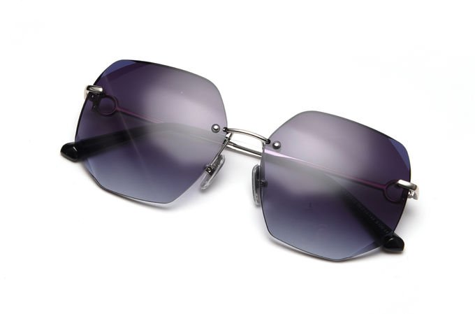Frameless Sunglasses Gradient Sunglasses Women'S Metal Frame Polarized Vintage 3