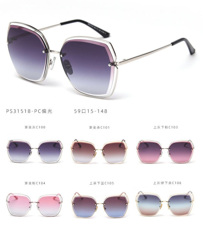 UV400 Gradient Lens Sunglasses Hollow Metal Frame Polarized 4