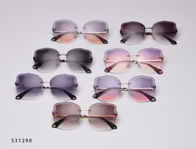 Rimless Gradient Lens Oversize Women 139mm Metal Frame Polarized Sunglasses 3