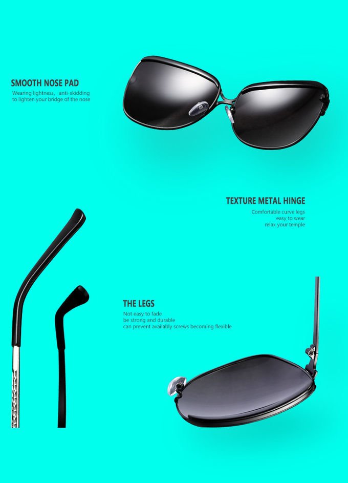 BSCI 145MM Women Polarized Vintage Big Frame Sunglasses Ladies Shades 2