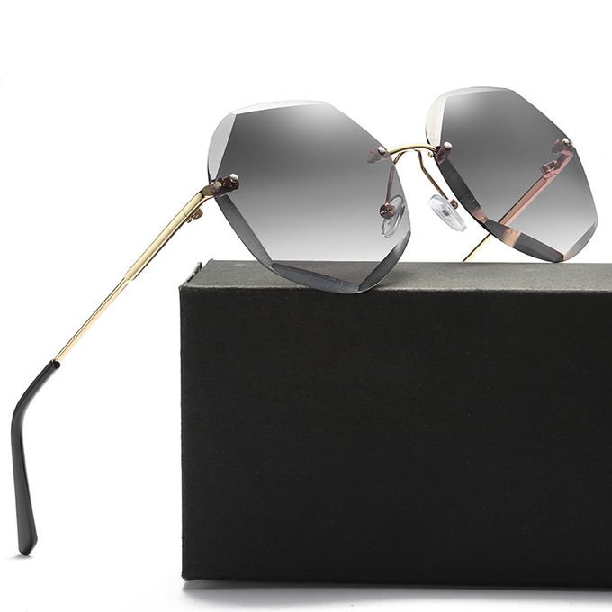 BSCI Oversized Shades Female Trendy UV400 Rimless Designer Sunglasses 5