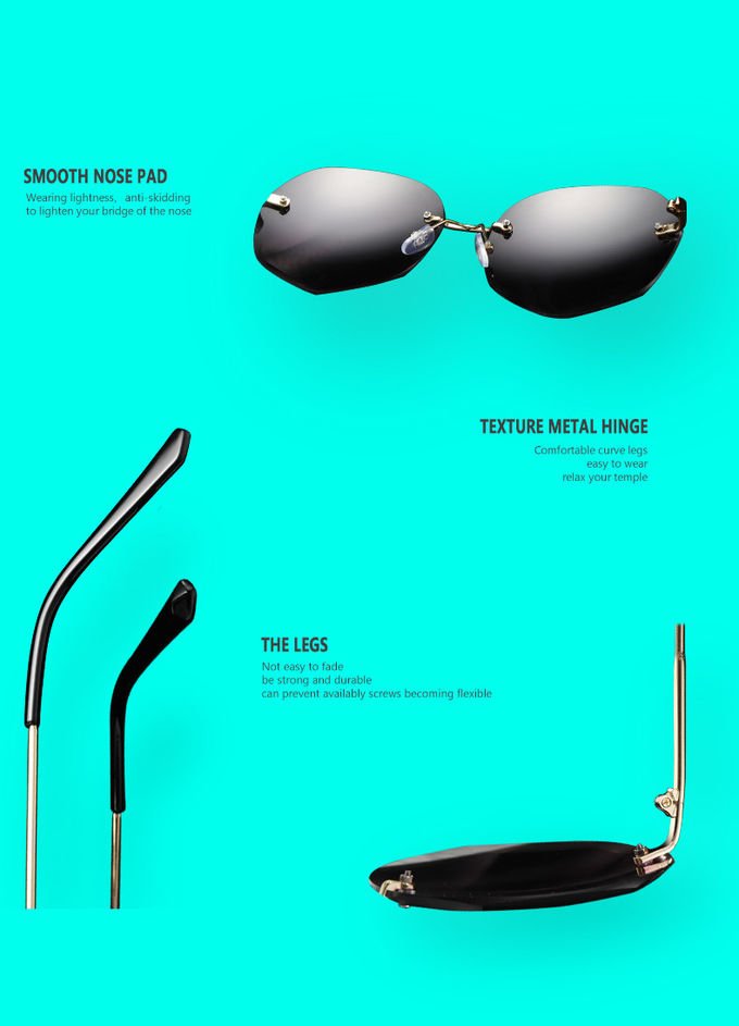 BSCI Oversized Shades Female Trendy UV400 Rimless Designer Sunglasses 3