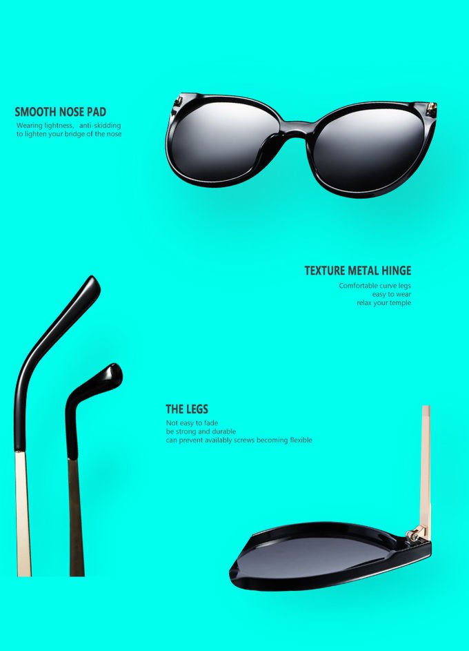 Unisex Metal UV400 Vintage Sun Shades Girls 150MM Retro Cateye Sunglasses Women 3