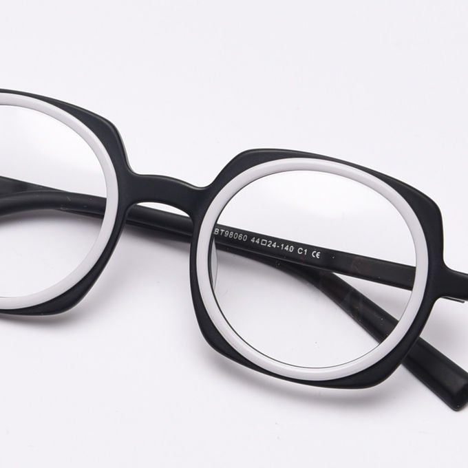 Round Upscale Acetate Frame Glasses Retro Men Women Fashionable Computer Glasses 3