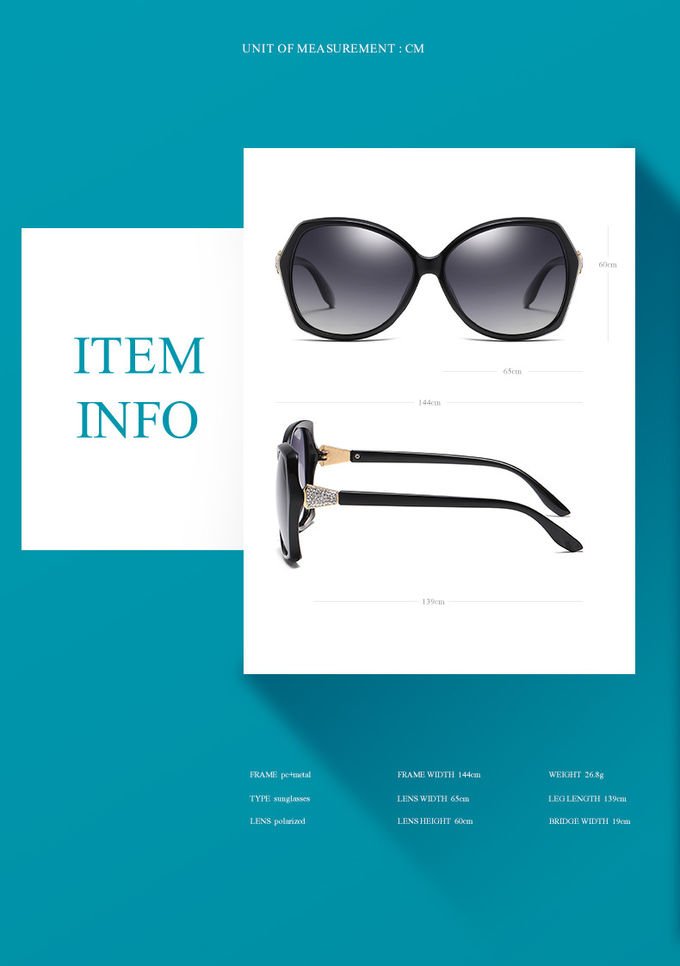 144MM PC Sunglasses Women'S Polarized With Readers Diamond Decoration 1