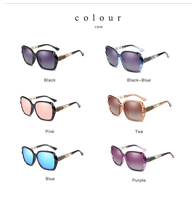 Women Big Square Oversized Sunglasses BSCI Custom Polarized Sunglasses Sparkling Composite Shiny Frame 7