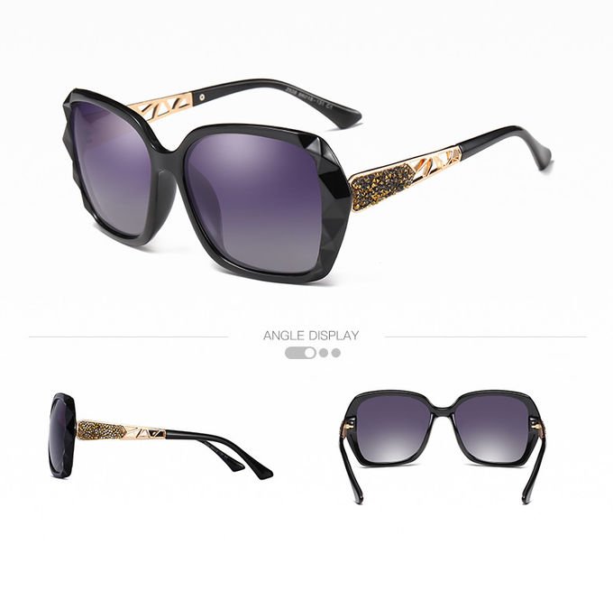 Women Big Square Oversized Sunglasses BSCI Custom Polarized Sunglasses Sparkling Composite Shiny Frame 5