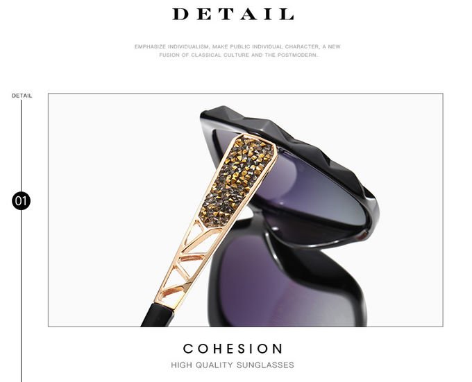 Women Big Square Oversized Sunglasses BSCI Custom Polarized Sunglasses Sparkling Composite Shiny Frame 3