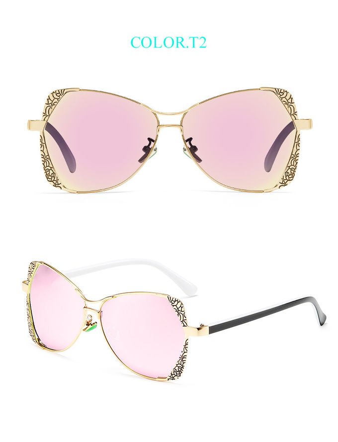 Retro Engraving 143MM Metal Frame Custom Polarized Sunglasses UV400 2