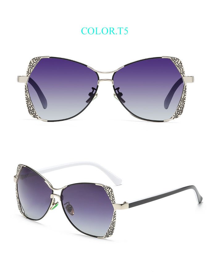 Retro Engraving 143MM Metal Frame Custom Polarized Sunglasses UV400 5