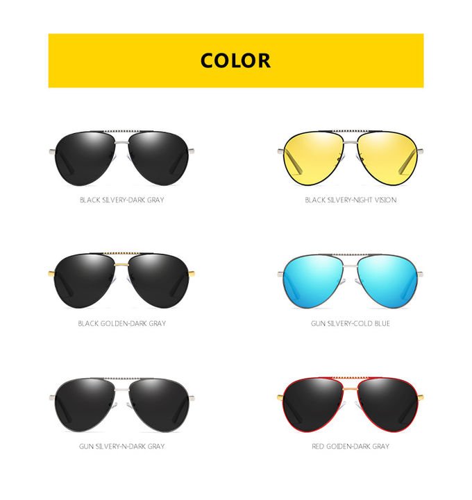 Alloys Pilot Polarized Lens Mens Luxury Sunglasses UV400 Driving Night Fishing Glasses 9