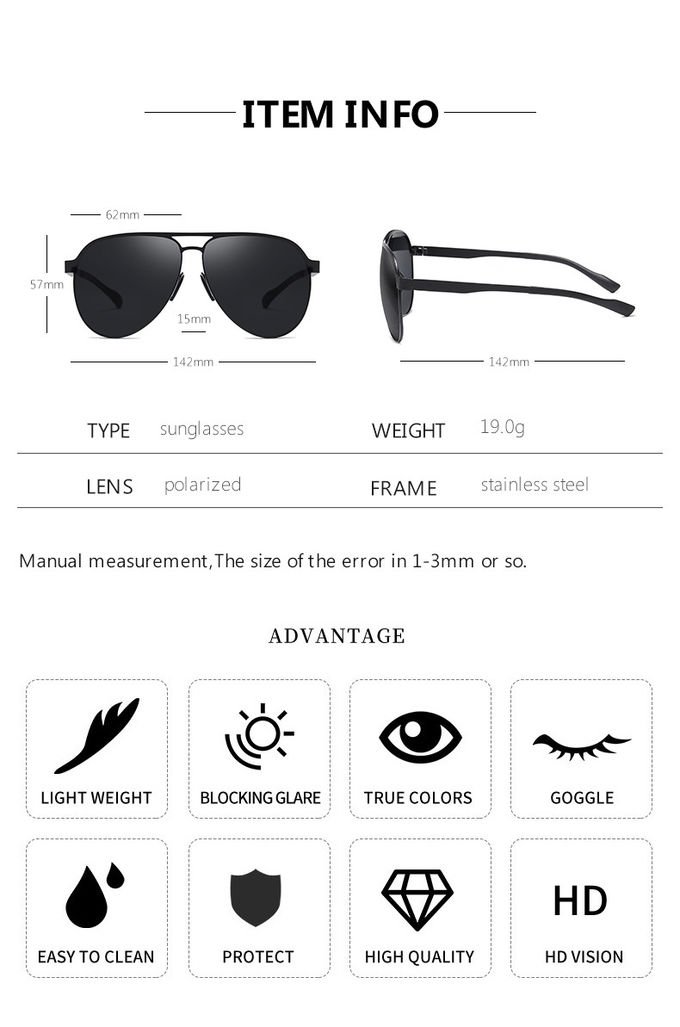 UV400 Pilot Sunglasses Polarized Metal Luxury Shades Gentleman 8