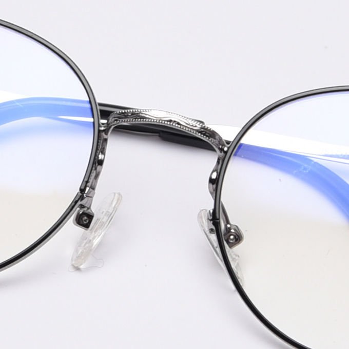 Vintage Anti Blue Light Metal Optical Round Frame Plain Lens Men Women Fashionable Computer Glasses 6
